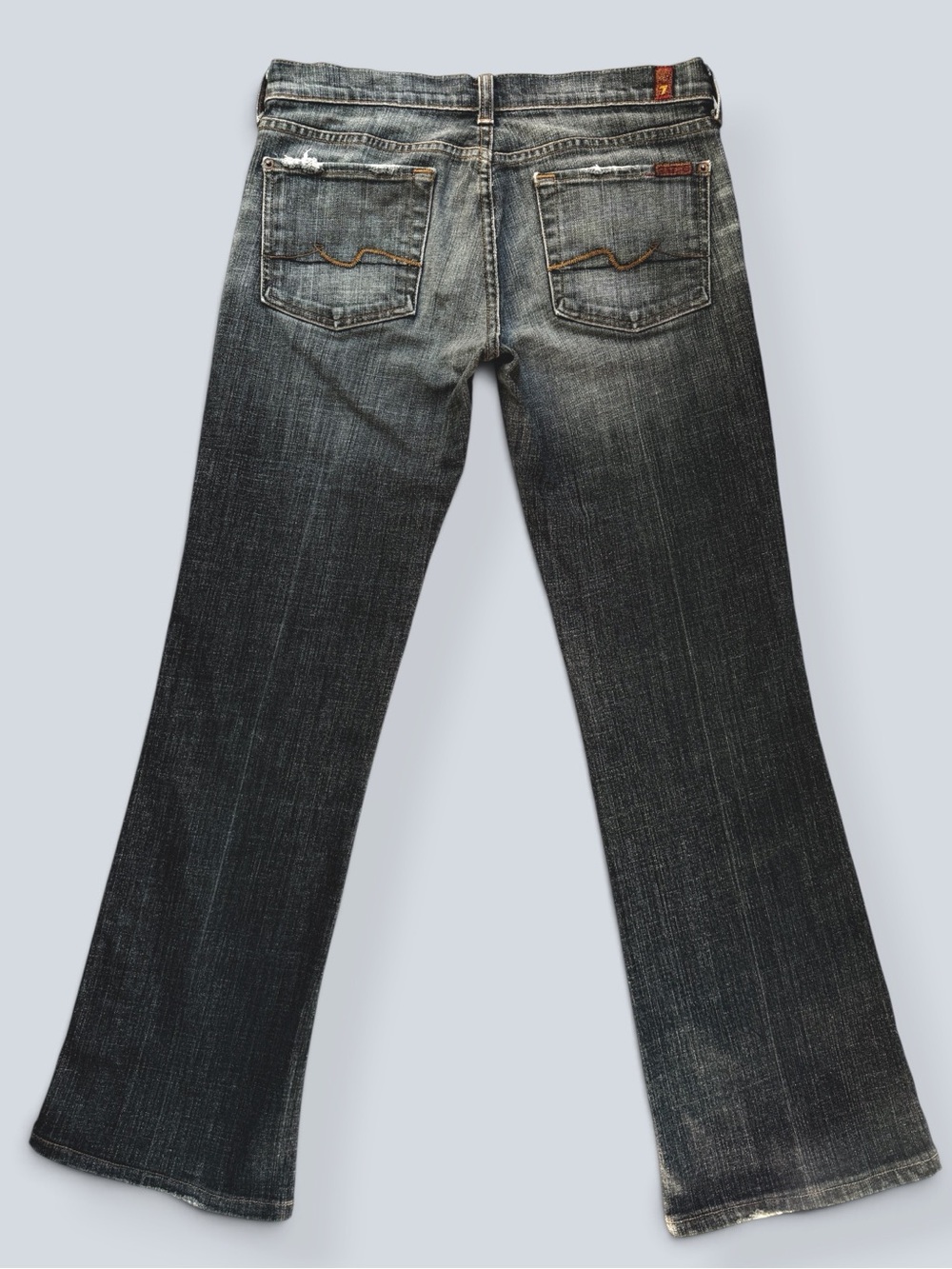 7 For All Mankind Vintage Low Rise Bootcut Jeans 28 Black Wash Y2K - Picture 2 of 16
